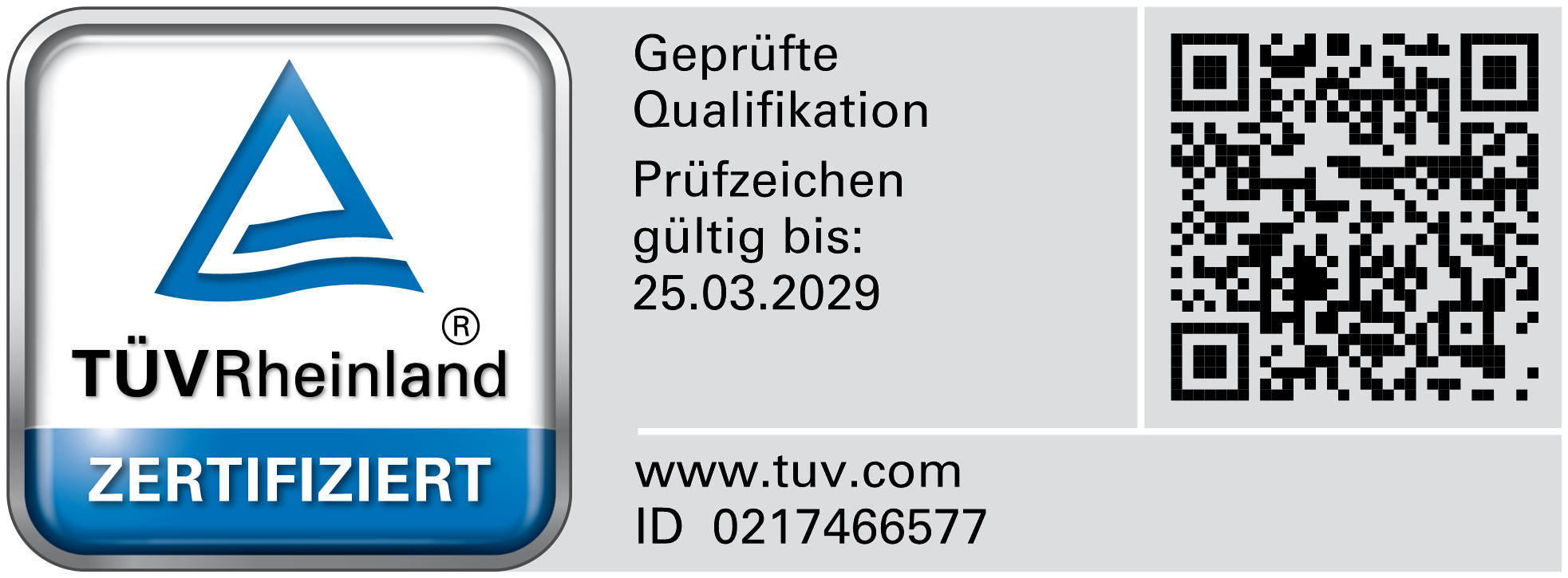 Siegel TÜV Rheinland zertifiziert